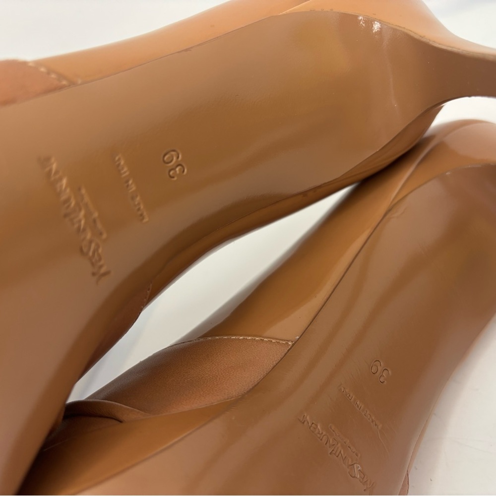 Yves Saint Laurent Brown Knotted Peep-Toe Heels - Picture 8 of 12